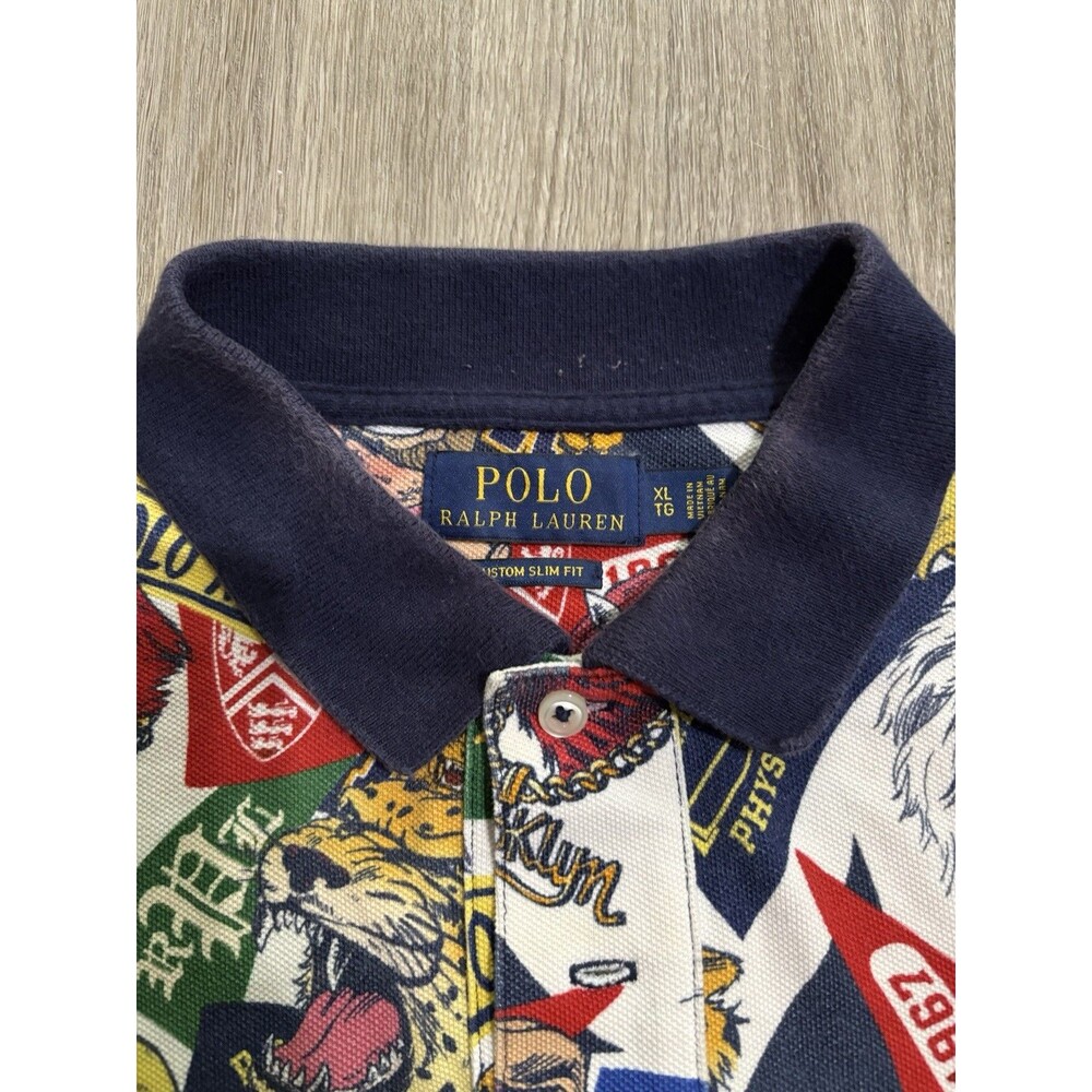 Polo Ralph Lauren Mascot Pennant Polo Shirt Mens XL Slim Fit Mesh Collegiate - Picture 3 of 5
